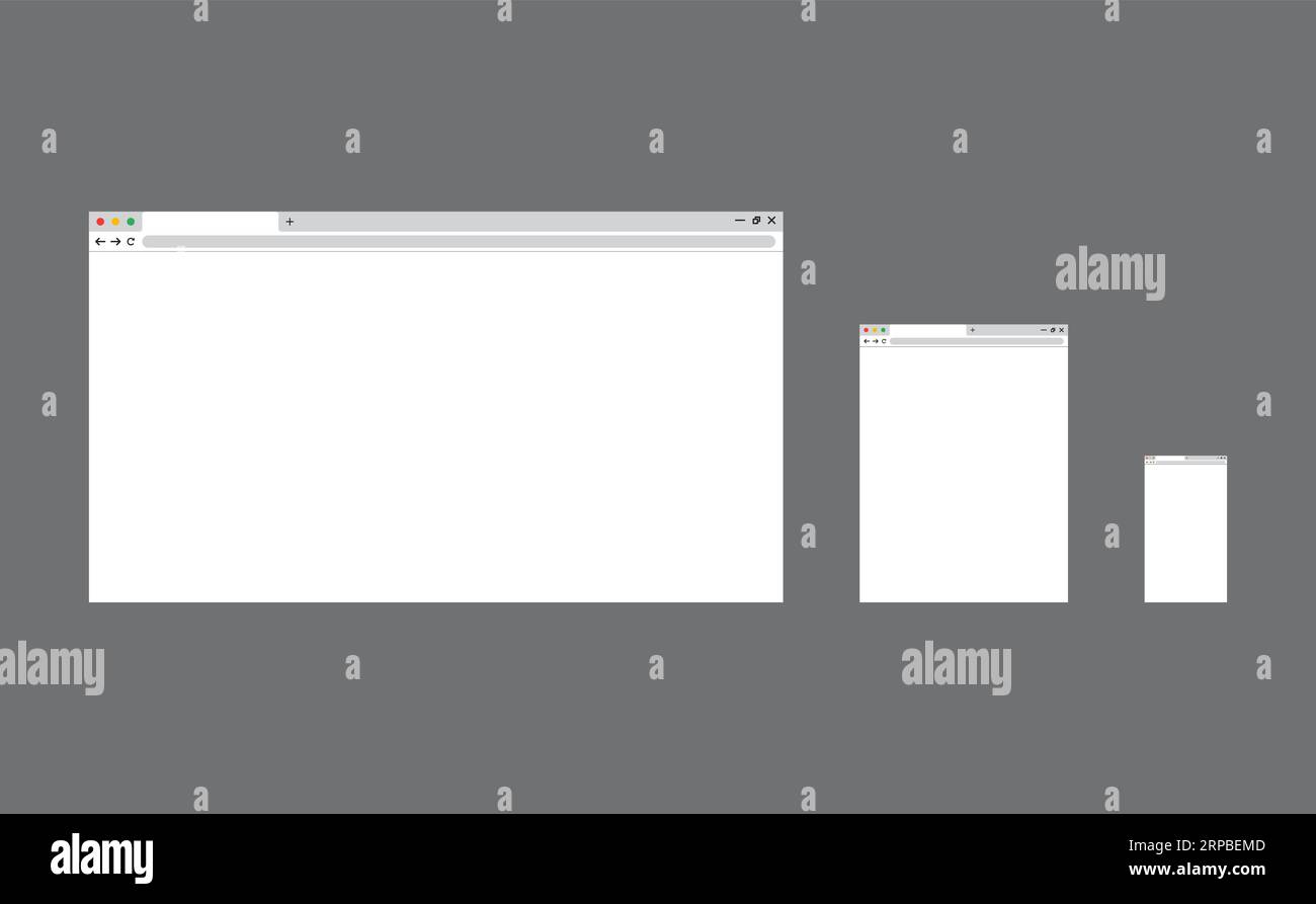 Browser flat web template for desktop, tablet and mobile devices Stock ...