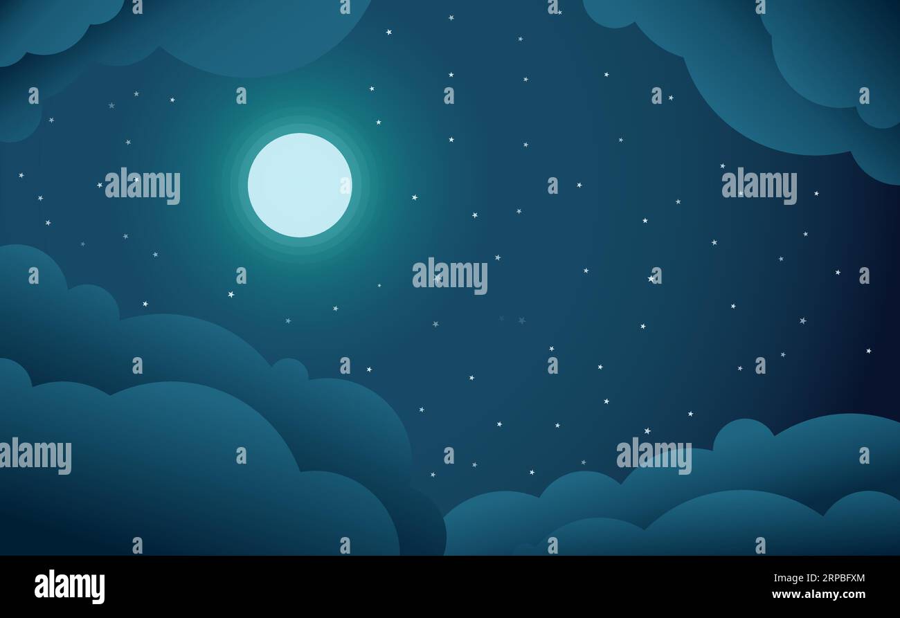 Full moon clouds night sky Stock Vector Image & Art - Alamy