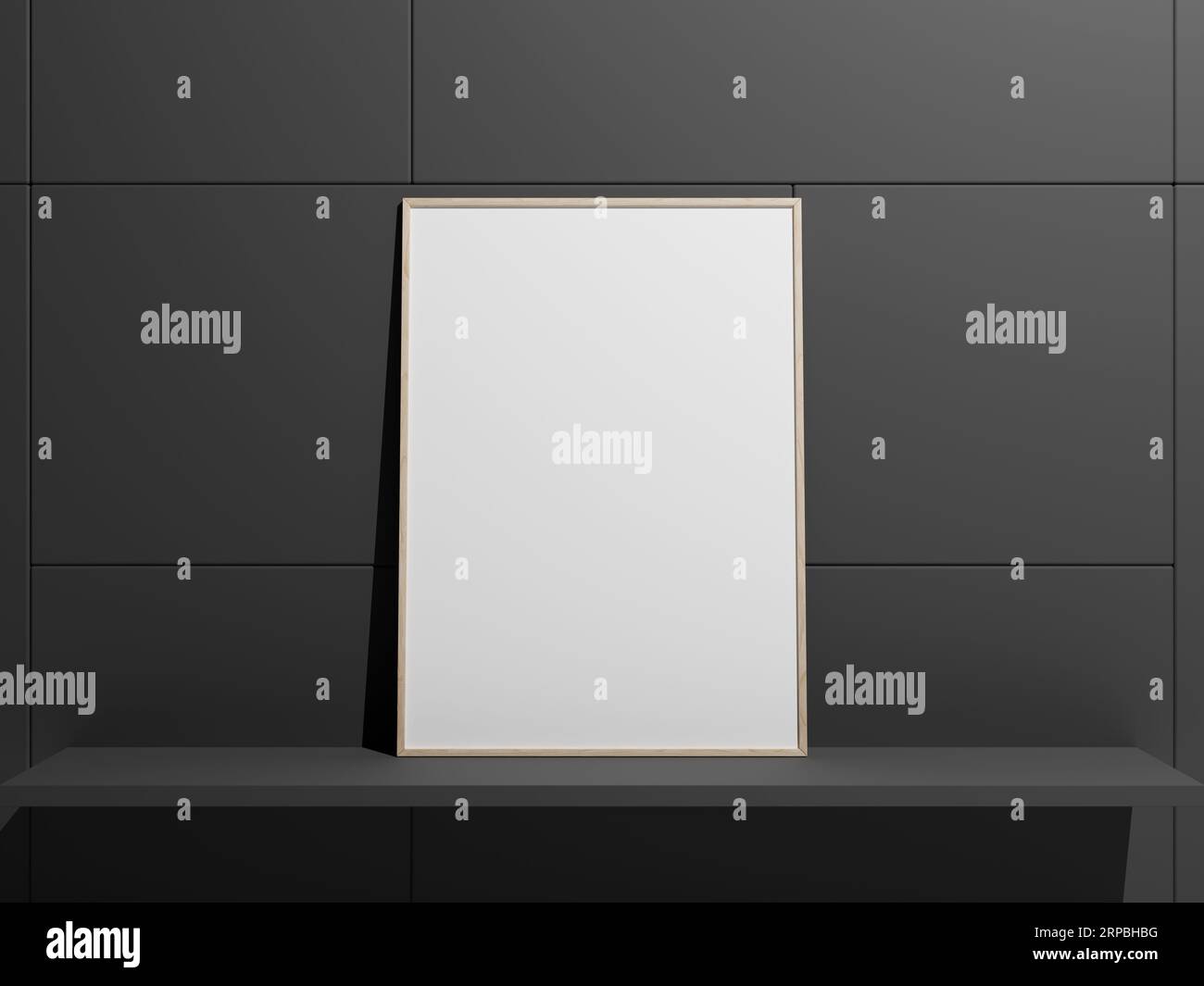 Hanging empty blank frame leaning against the wall Stock Photo