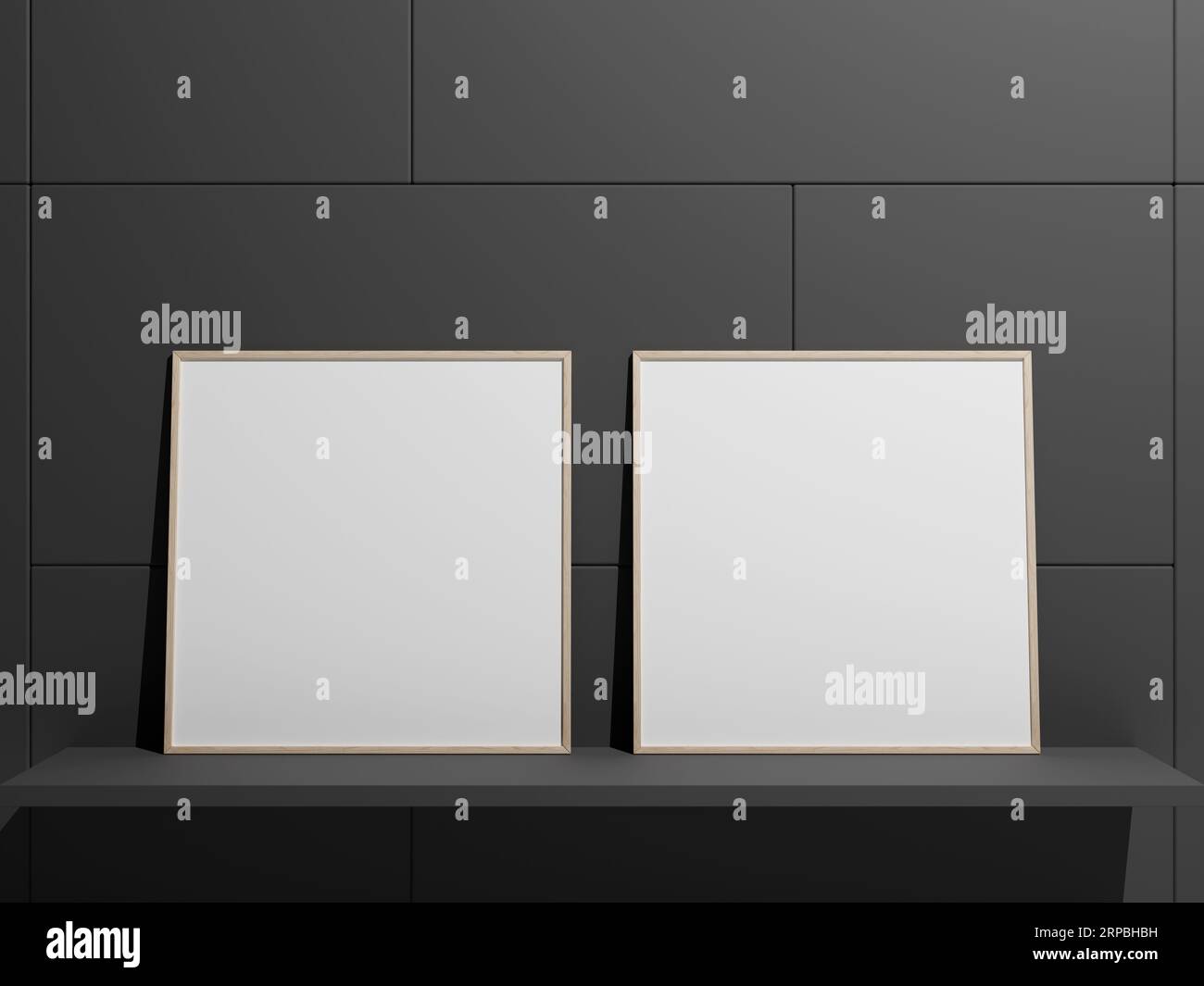 Hanging empty blank frame leaning against the wall Stock Photo