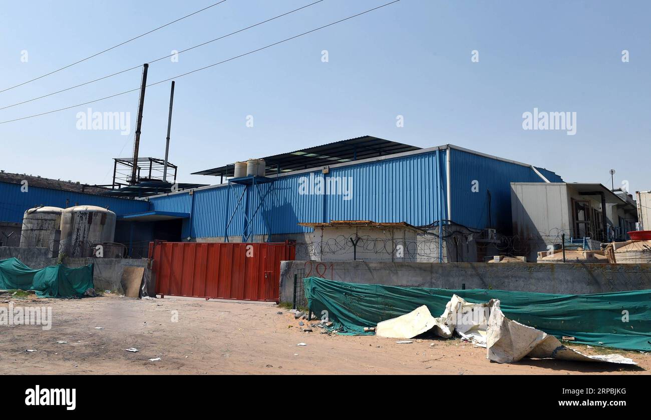 (190610) -- NEW DELHI, June 10, 2019 (Xinhua) -- Photo taken on June 10, 2019 shows the site of explosion at the Pusilin Biotechnology Private Limited located in the Rozka Meo Industrial Area in India s northern state of Haryana, adjacent to New Delhi. The Chinese Embassy in India confirmed Monday that two Chinese engineers died when a boiler inside a pharma unit located near the Indian capital exploded on Sunday. One Indian factory worker also died in the incident. (Xinhua/Zhang Naijie) INDIA-HARYANA-FACTORY-EXPLOSION PUBLICATIONxNOTxINxCHN Stock Photo