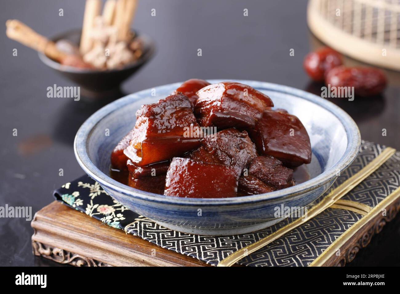(190610) -- LOS ANGELES, June 10, 2019 -- The undated photo shows Na s Braised Pork Belly at in Temple City, Los Angeles, the United States. in Los Angeles made headlines this week with the announcement that it had been awarded a coveted Michelin Star by the famed Michelin Restaurant Guide. This special ranking broke Michelin s 10-year absence from Los Angeles, and made the only Chinese restaurant in Southern California to be so honored. ) U.S.-LOS ANGELES-CHINESE CUISINE- BistroxNa s PUBLICATIONxNOTxINxCHN Stock Photo