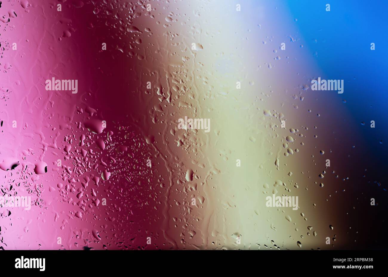 Water drops on a glass surface close up Stock Photo