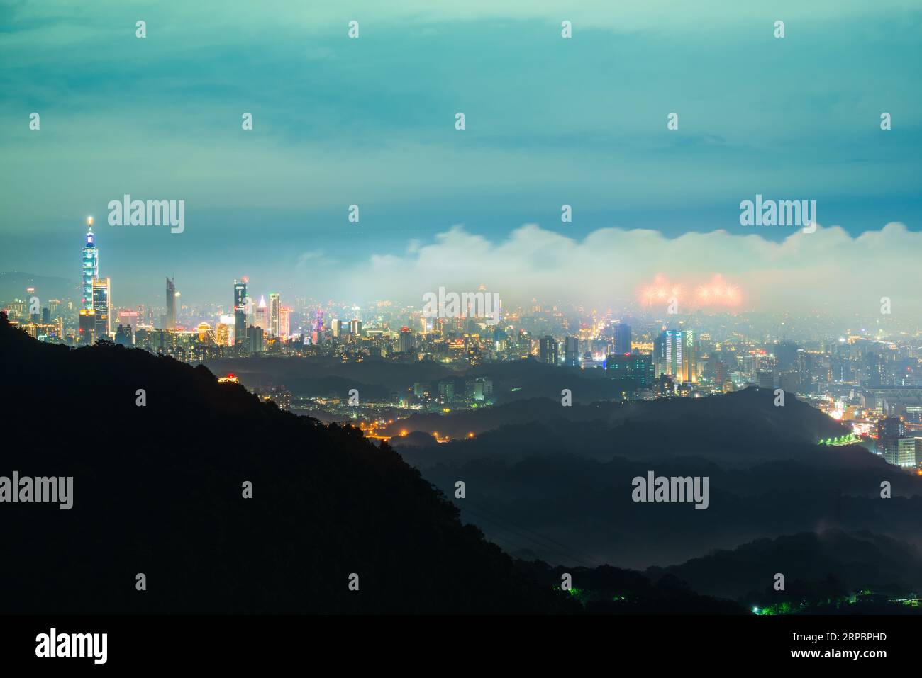 Nocturnal Marvel City Lights and Shifting Cloudscape from the Summit(09)