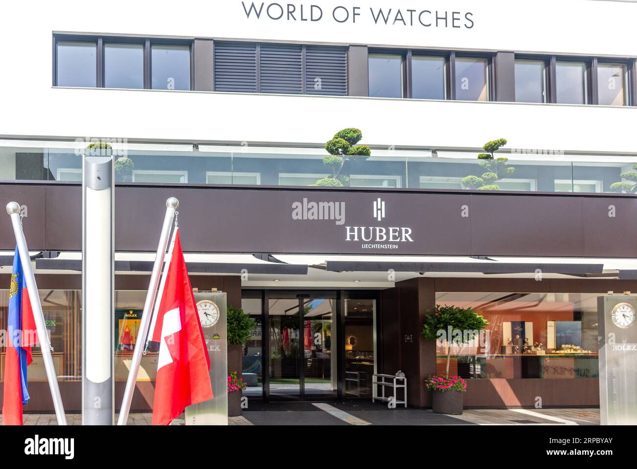 HUBER World of Watches entrance, Städtle, Vaduz, Principality of Liechtenstein Stock Photo