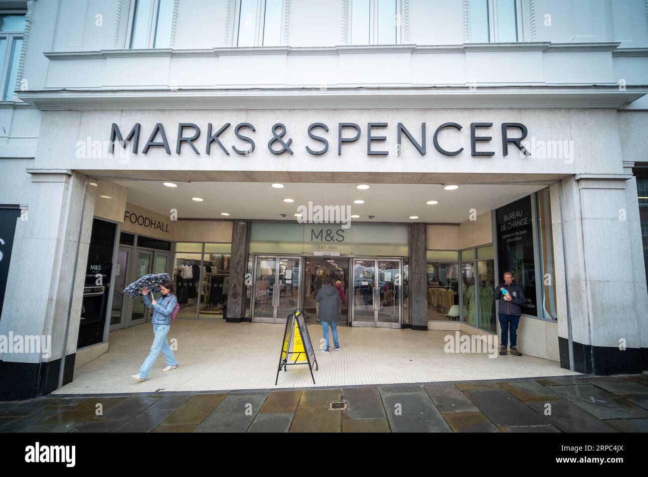 GUILDFORD, SURREY, UNITED KINGDOM- AUGUST 31, 2023: Marks and Spencer store on Guildford High Street- large British retailer Stock Photo