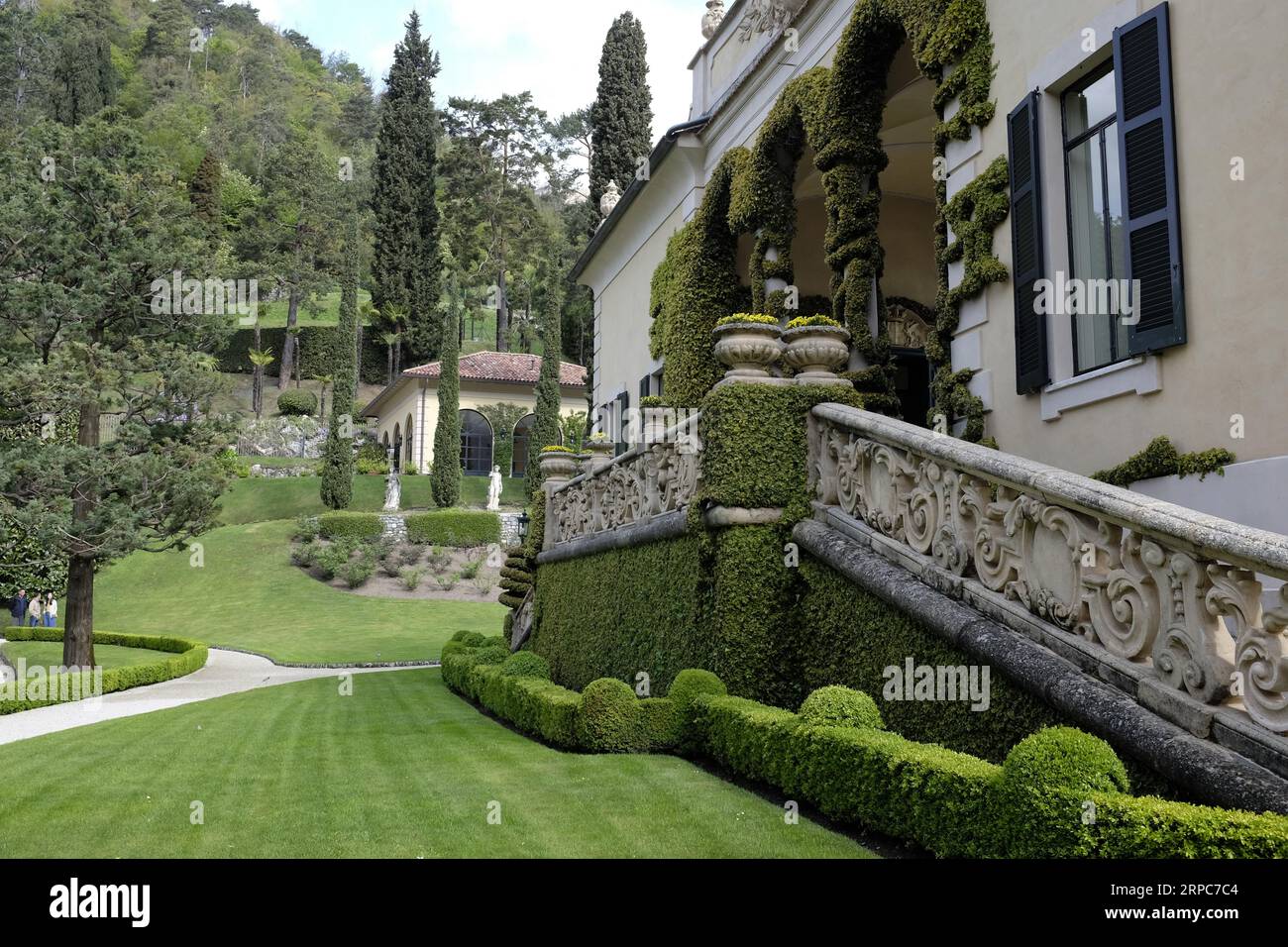 Gardens surrounding Villa Del Balbianello on Lake Como, Italy. Stock Photo