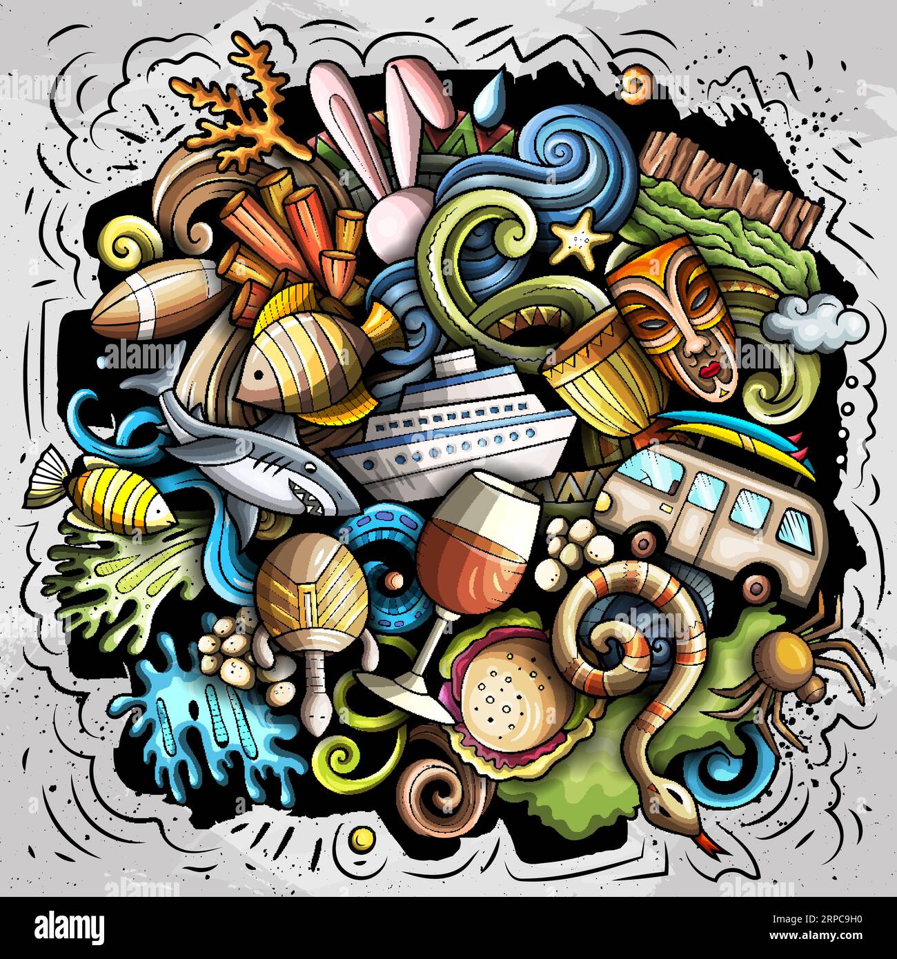 Australia cartoon vector doodle illutraditional symbols. Australian