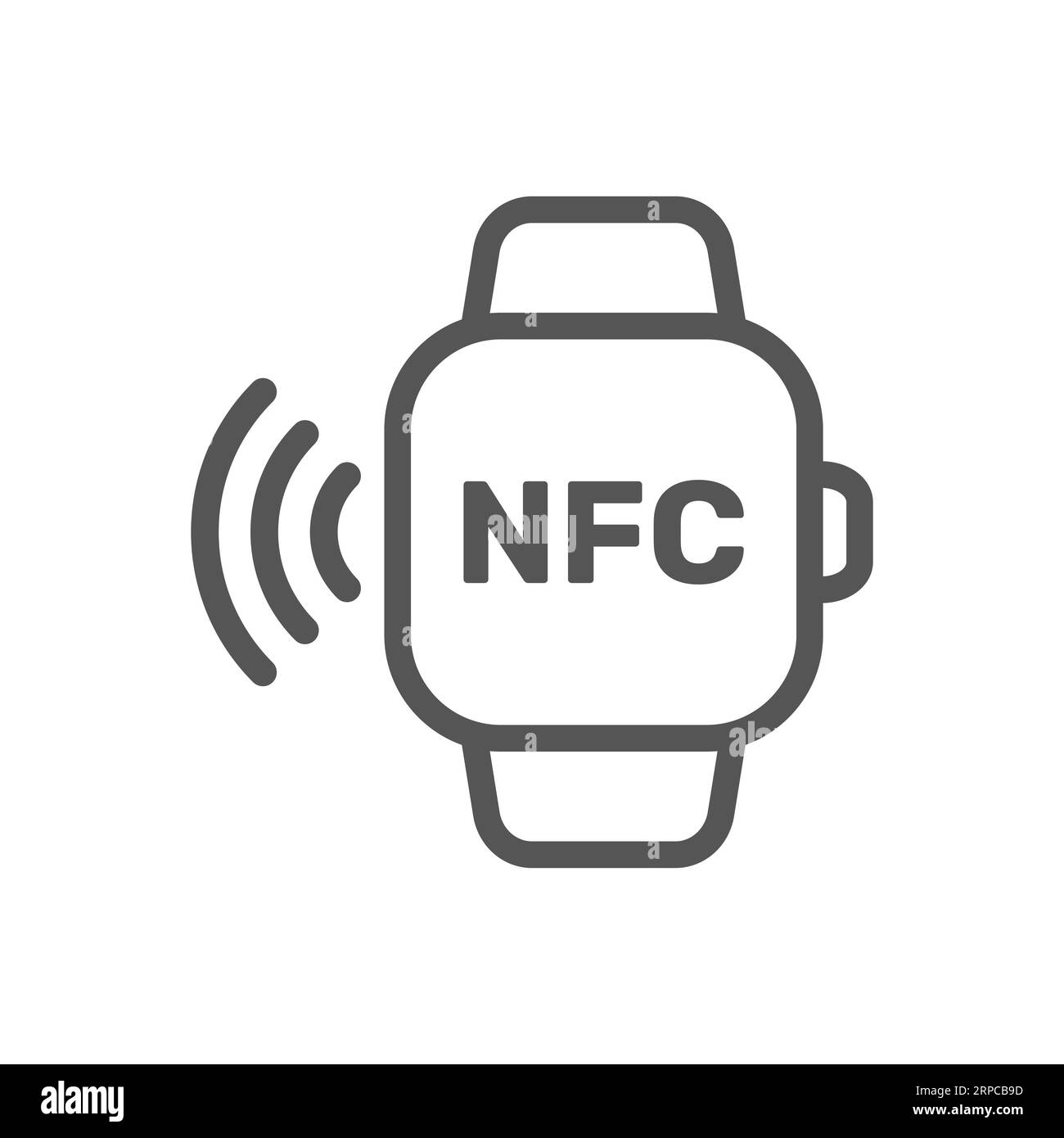 NFC smart watch line icon. Smart Watch vector icon. NFC payment, smartwatch payment Stock Vector