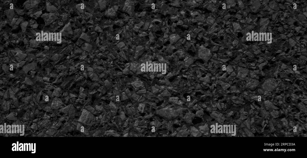 Quartz black and white mosaic tile texture stone background seamless pattern Stock Photo