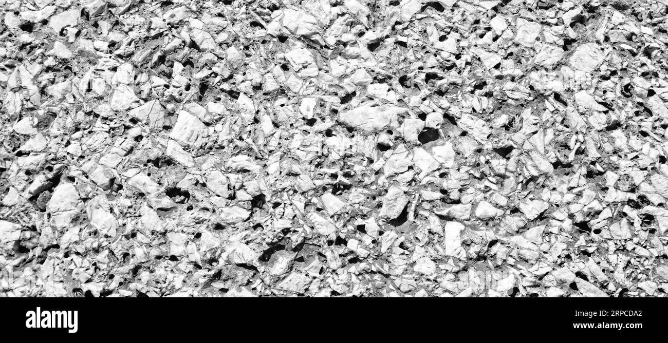 Quartz black and white mosaic tile texture stone background seamless pattern Stock Photo