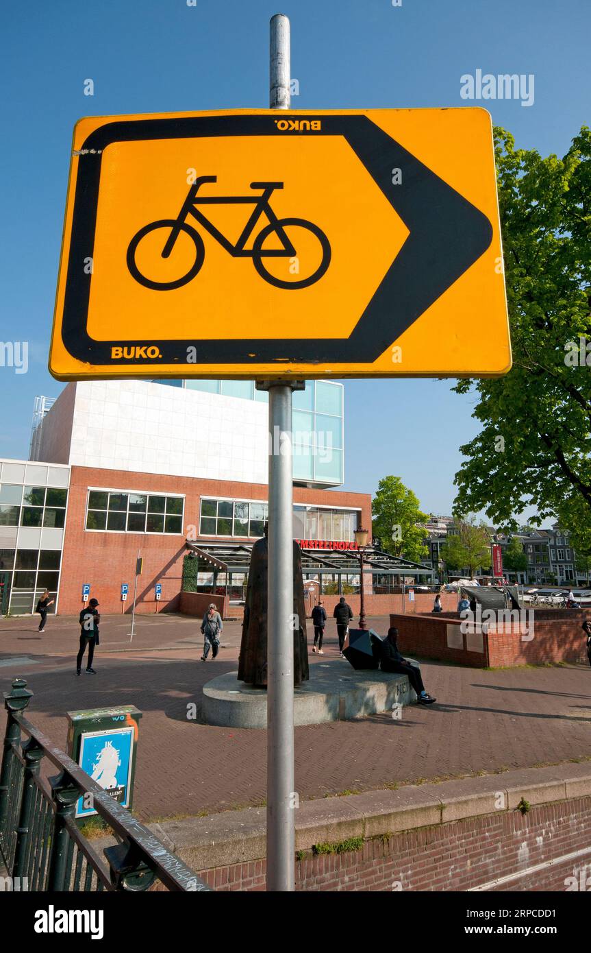 Bike path sign in Amsterdam, Netherlands Stock Photo Alamy
