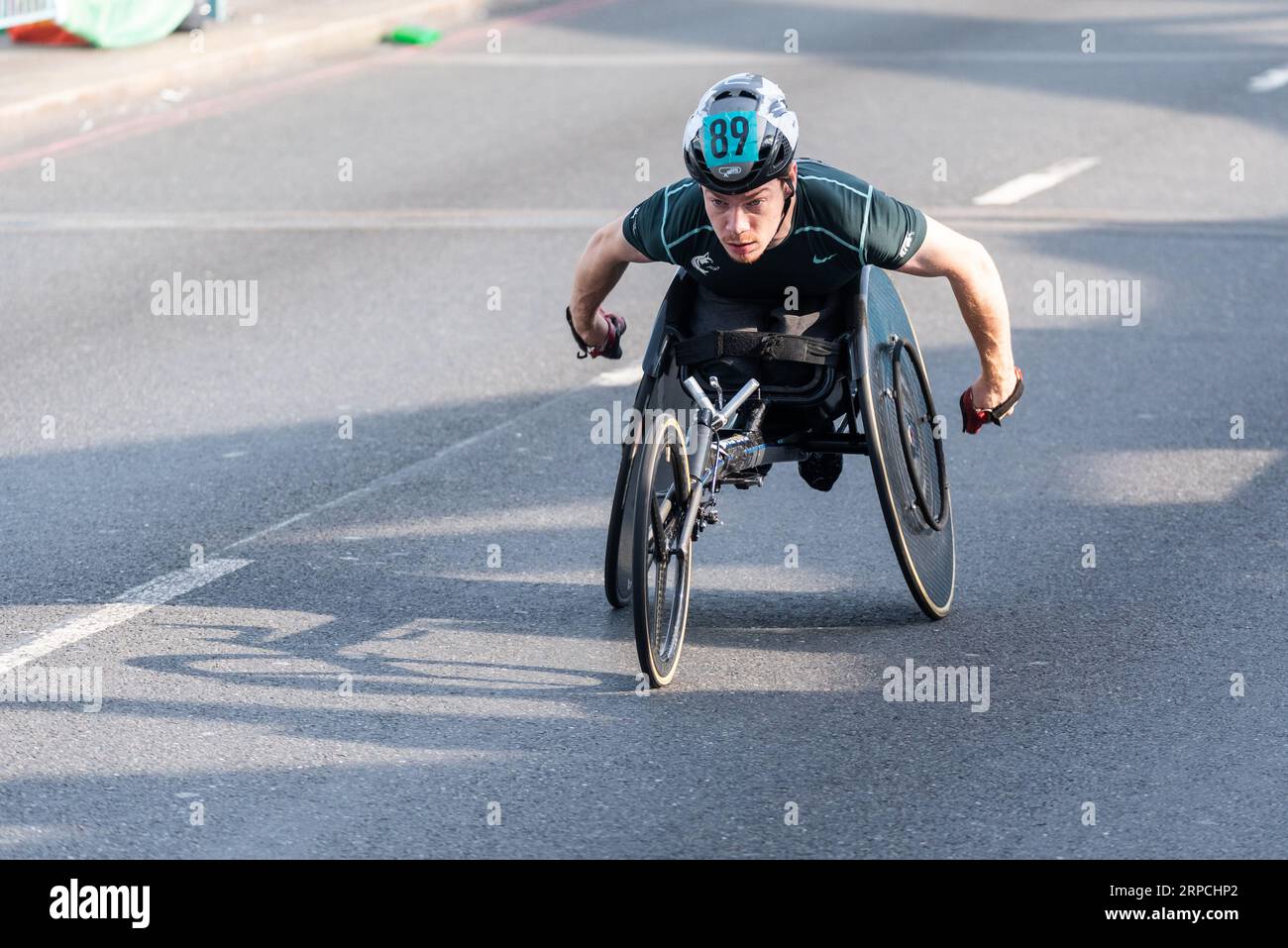 Jamie Edwards competing in The Big Half wheelchair race, half marathon