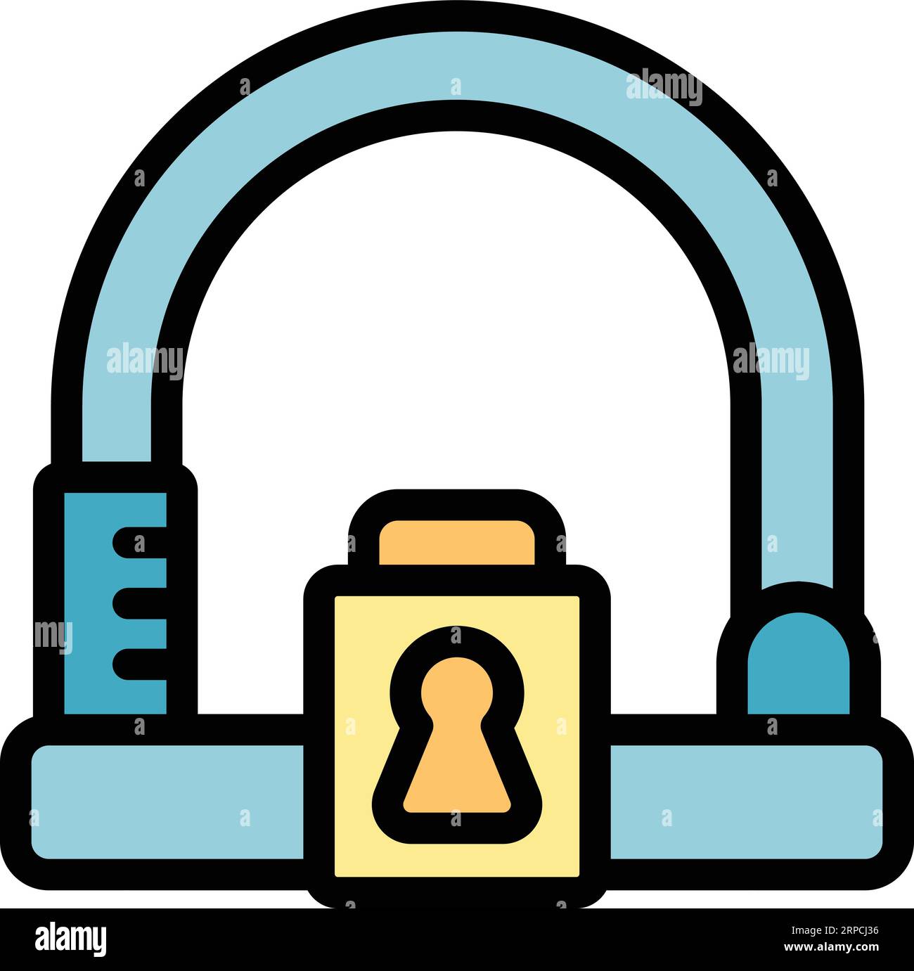 Security cycling lock icon outline vector. Bike safety. City road color flat Stock Vector Image