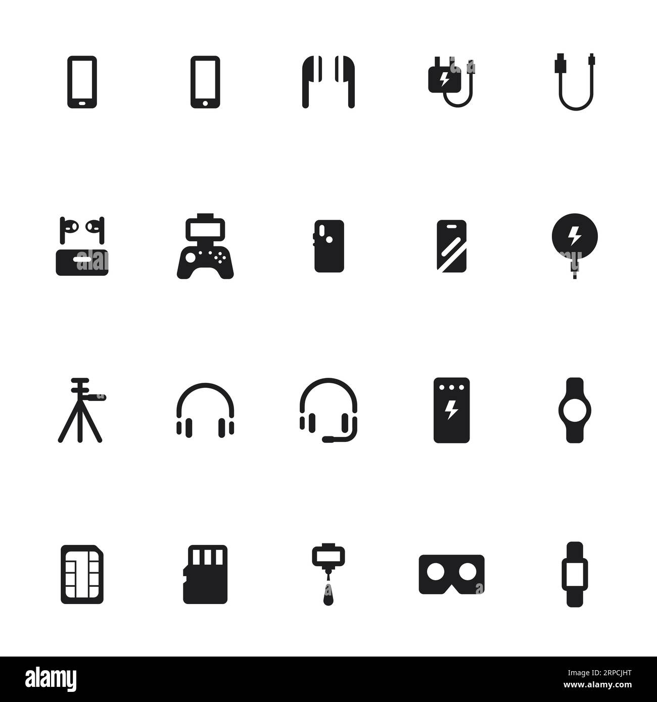 Mobile phone and accessories icons Stock Vector