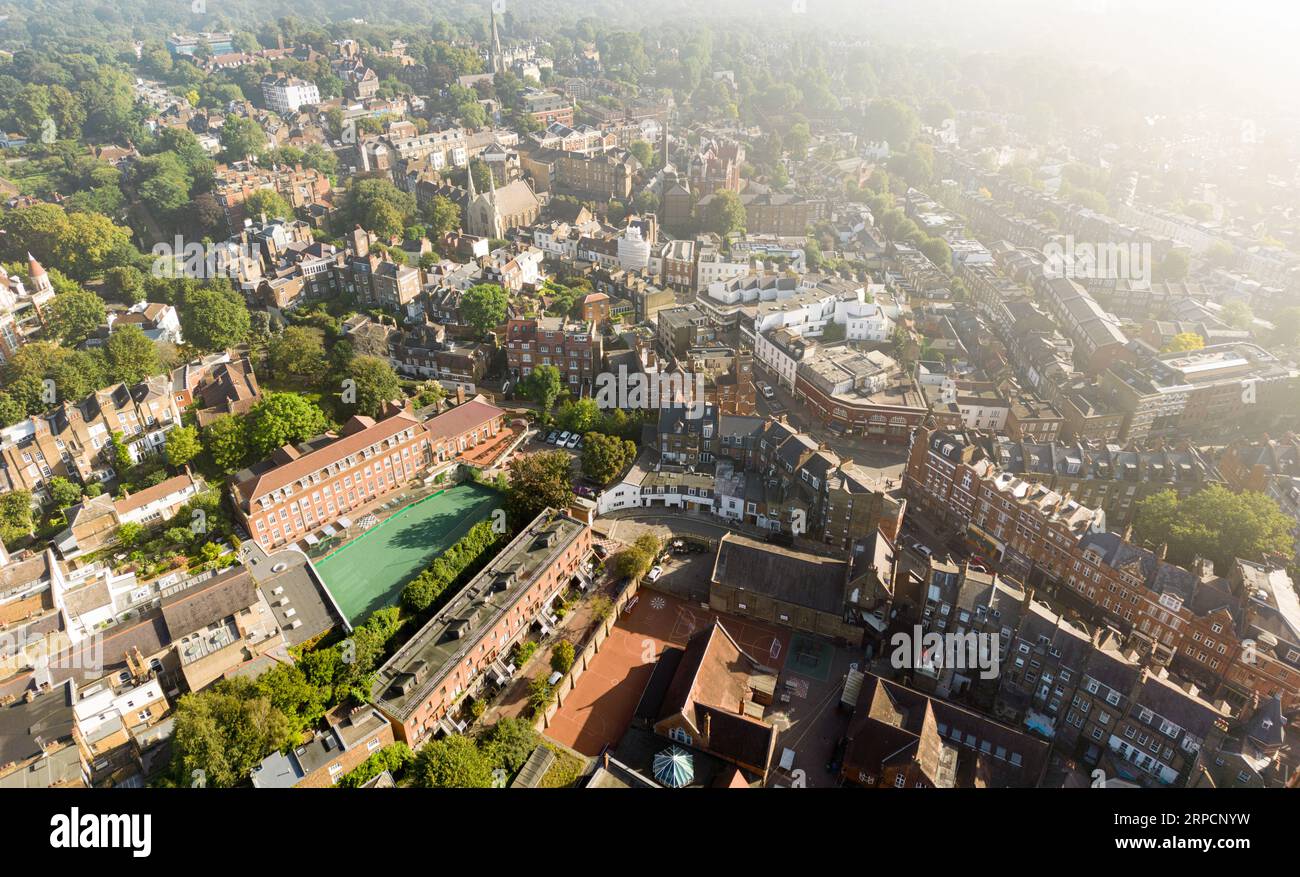 Hampstead is an affluent residential community long favoured by academics, artists, and media figures Stock Photo