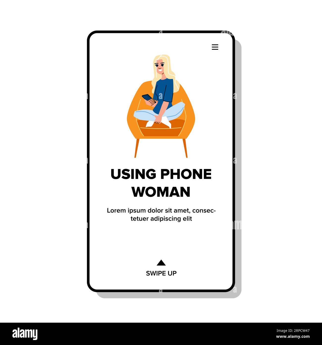 happy using phone woman vector Stock Vector