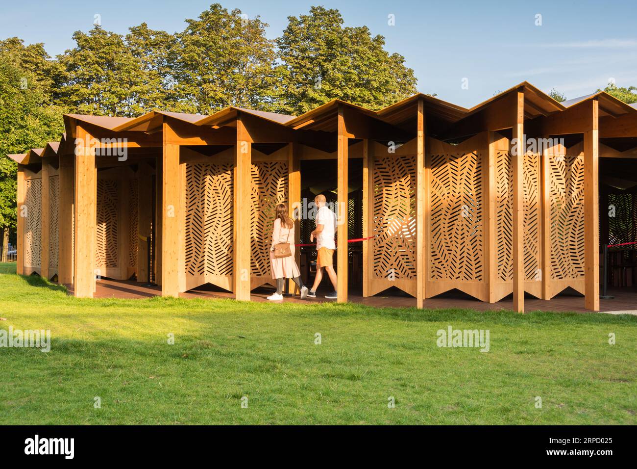 The 2023 Serpentine Pavilion by Lina Ghotmeh at the Serpentine Gallery, Kensington Gardens, London, England, UK Stock Photo