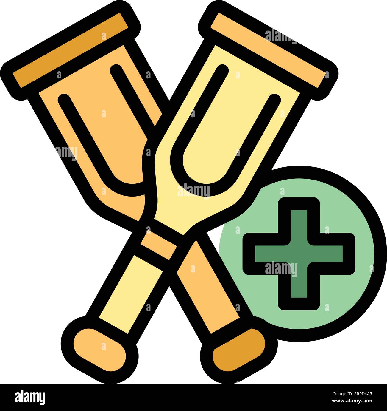 Medical crutches icon outline vector. Emergency room. Clinic health color flat Stock Vector