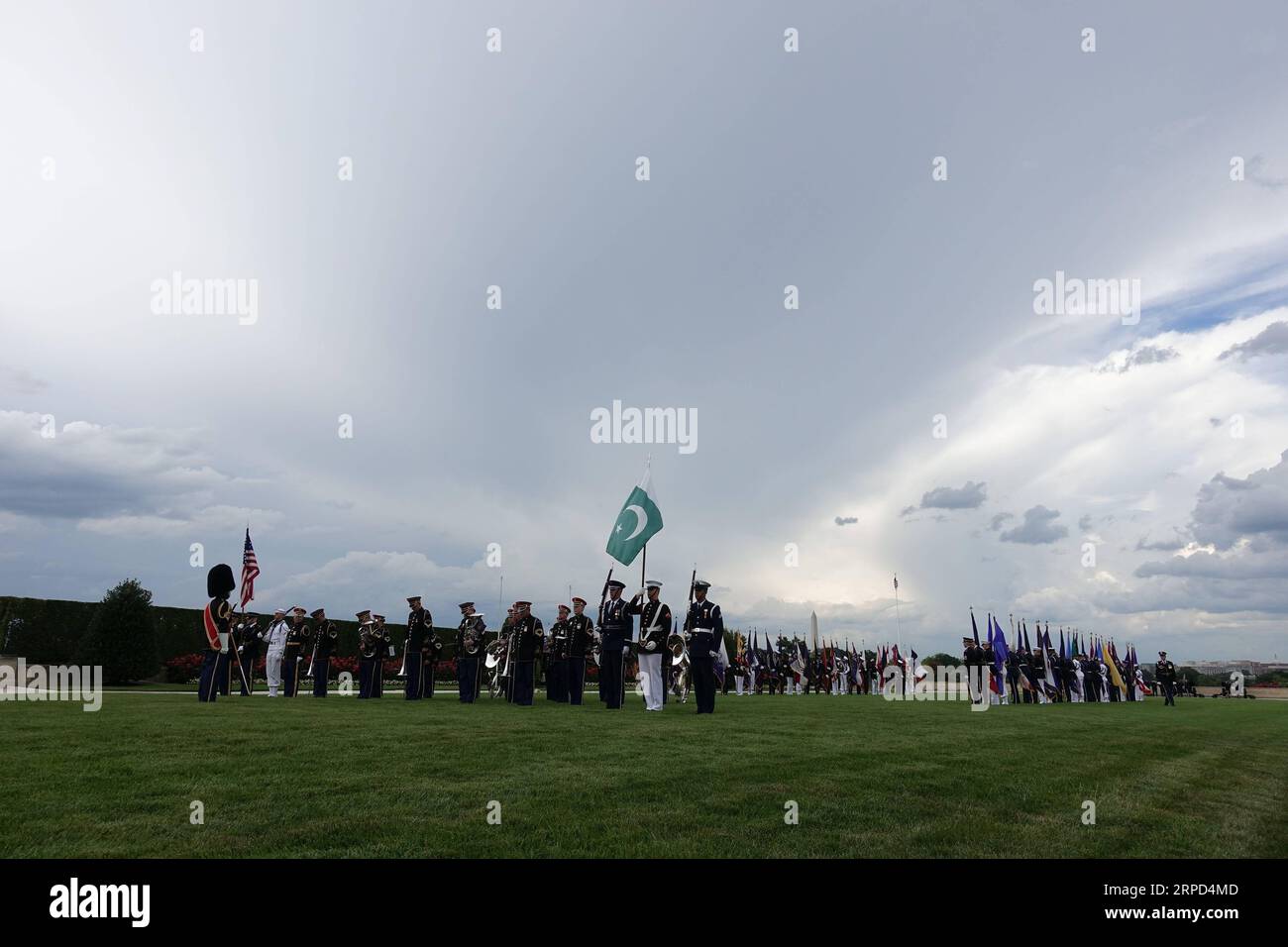 (190722) -- WASHINGTON, July 22, 2019 -- A U.S. military band is seen during a welcome ceremony held by Chairman of the U.S. Joint Chiefs of Staff Joseph Dunford for Pakistani Chief of Army Staff Qamar Javed Bajwa at the Pentagon, Virginia, the United States, on July 22, 2019. ) U.S.-VIRGINIA-JOINT CHIEFS OF STAFF-CHAIRMAN-PAKISTANI CHIEF OF ARMY STAFF-VISIT LiuxJie PUBLICATIONxNOTxINxCHN Stock Photo