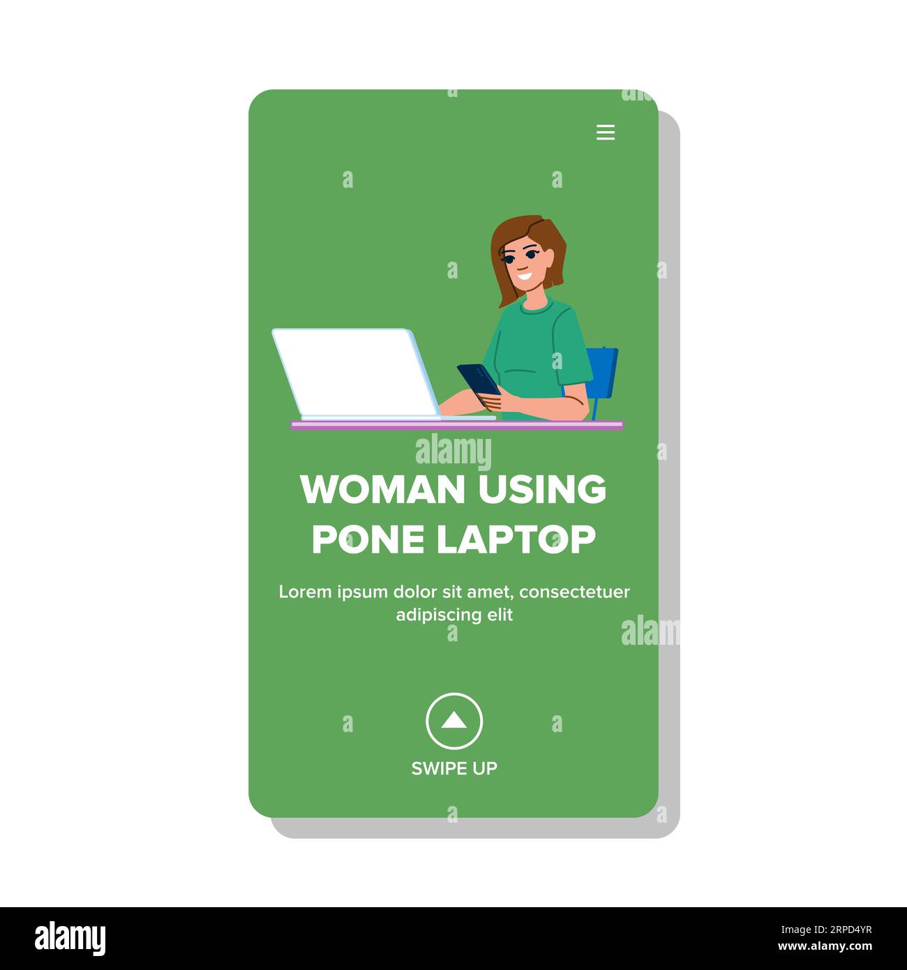 computer woman using phone laptop vector Stock Vector