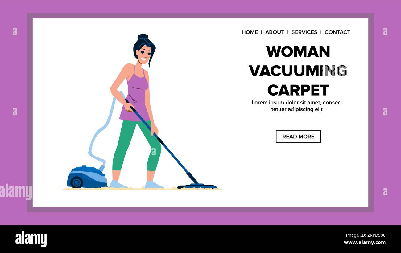 Woman vacuuming happy Stock Vector Images - Alamy
