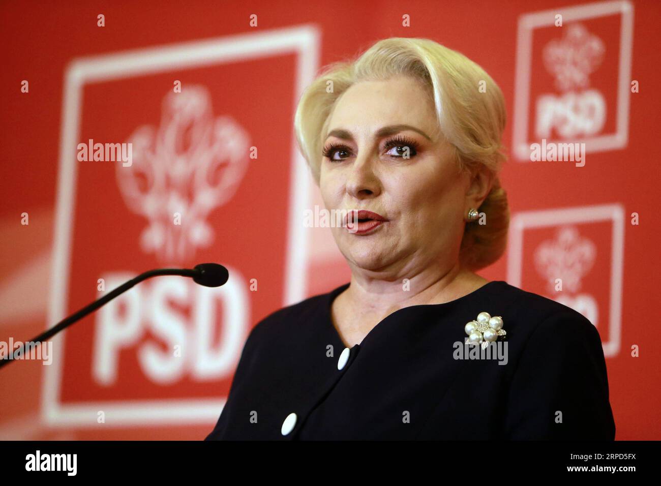 190723 -- BUCHAREST, July 23, 2019 Xinhua -- Romanian Prime Minister Viorica Dancila addresses journalists after being nominated as presidential candidatein Bucharest, capital of Romania, on July 23, 2019. Romania s main ruling Social Democratic Party on Tuesday named its national leader and incumbent prime minister Viorica Dancila as presidential candidate for the upcoming election in late autumn. Xinhua/Cristian Cristel ROMANIA-BUCHAREST-PM-PRESIDENTIAL CANDIDATE-NOMINATION PUBLICATIONxNOTxINxCHN Stock Photo