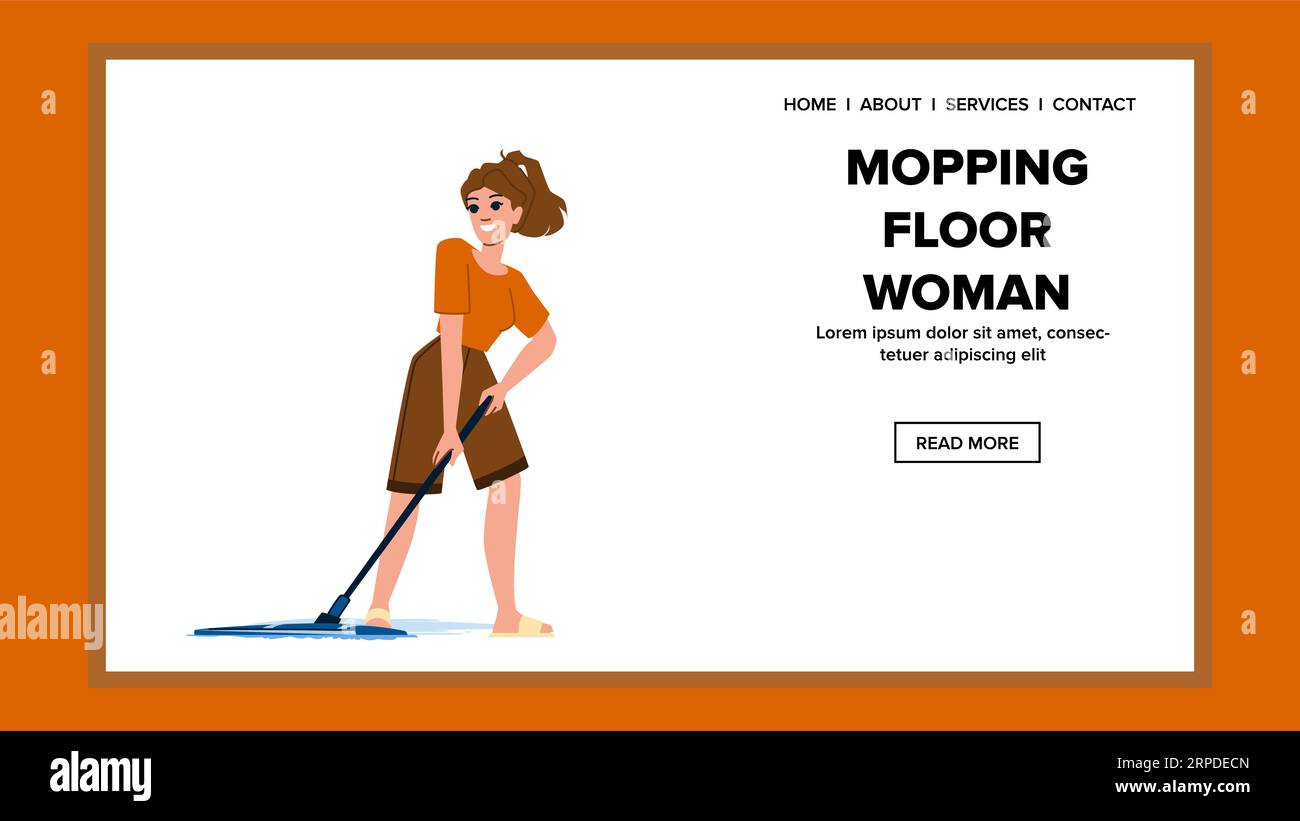 young woman mopping floor vector Stock Vector Image & Art Alamy