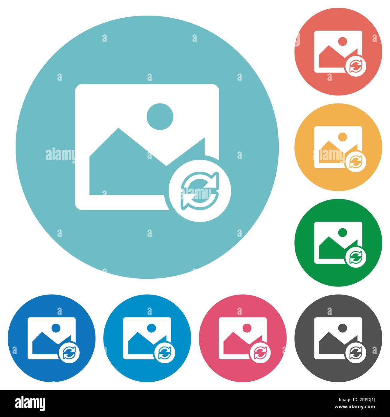 Refresh image flat white icons on round color backgrounds Stock Vector