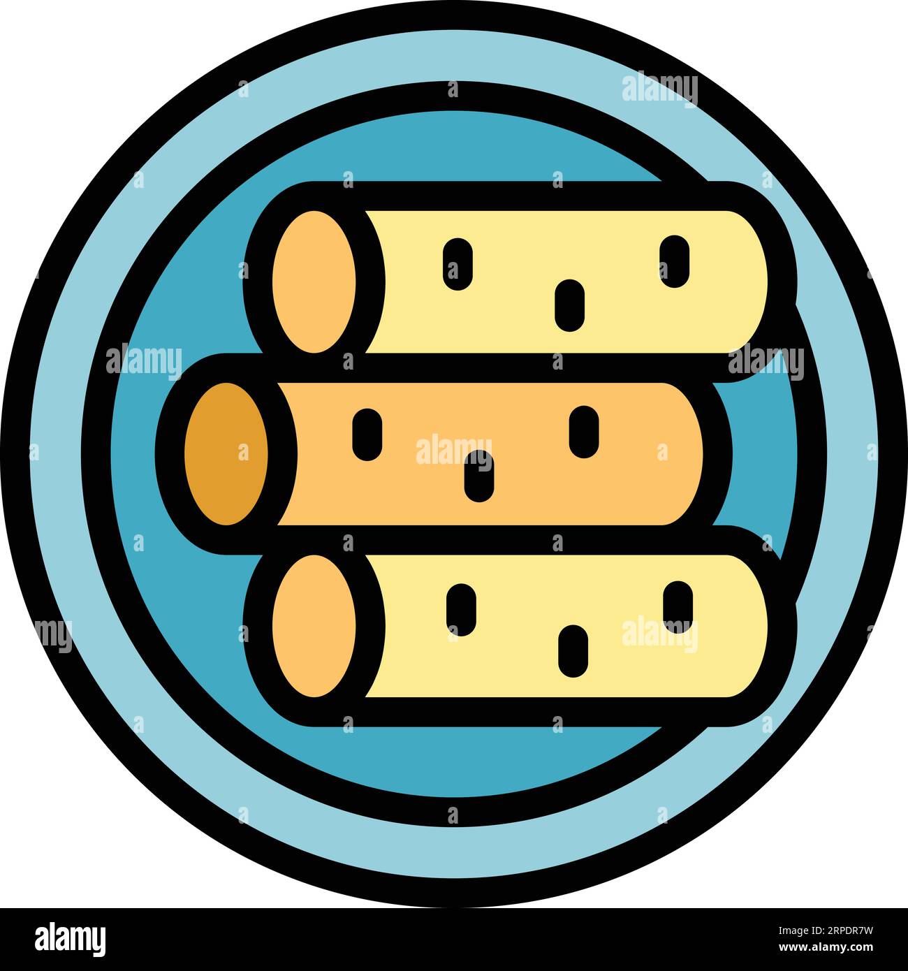 Spring roll plate icon outline vector. Asian menu. Food cuisine color ...