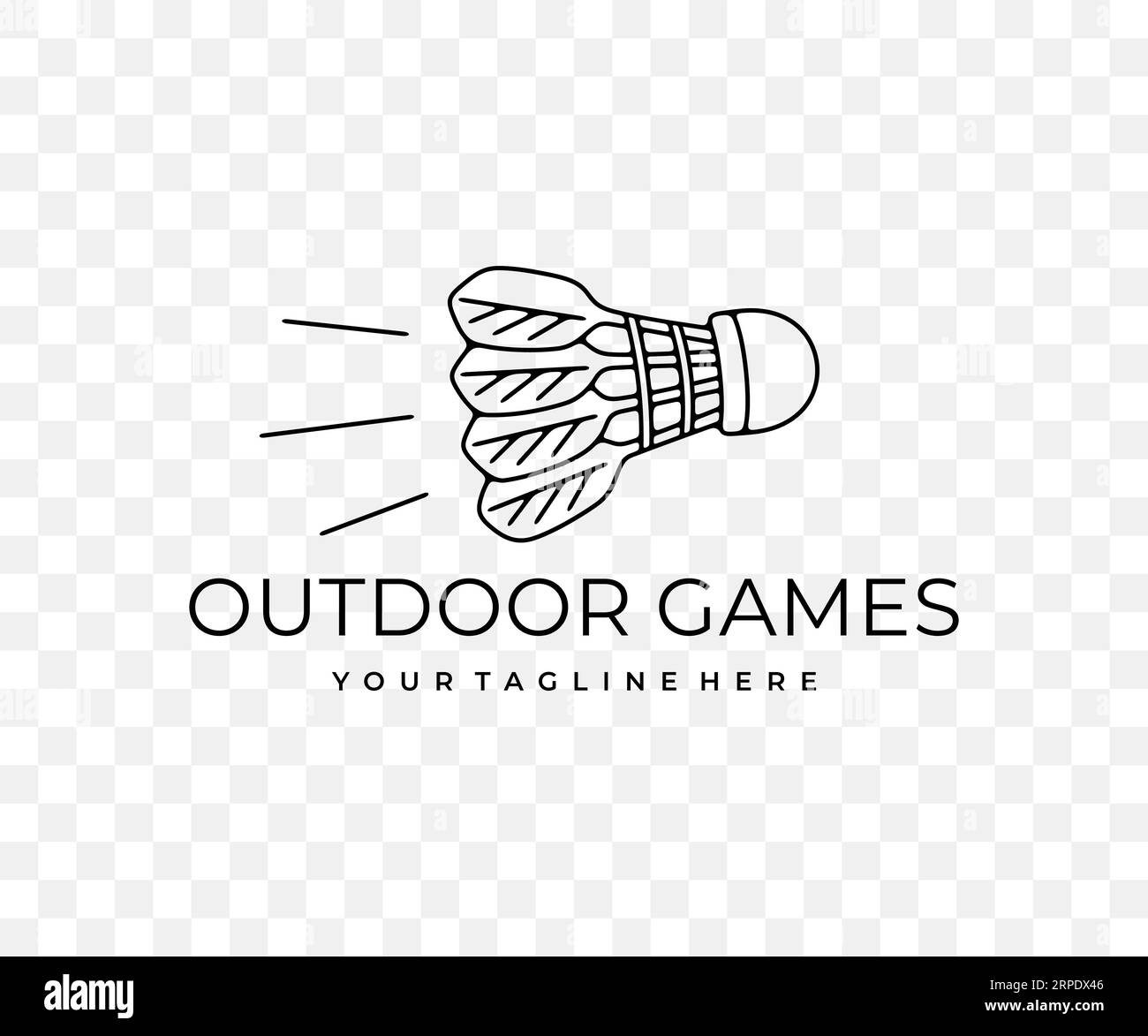 Badminton, shuttlecock flies in the air, games and sport, linear graphic design. Active recreation, nature, leisure, playing, racquet and racket Stock Vector