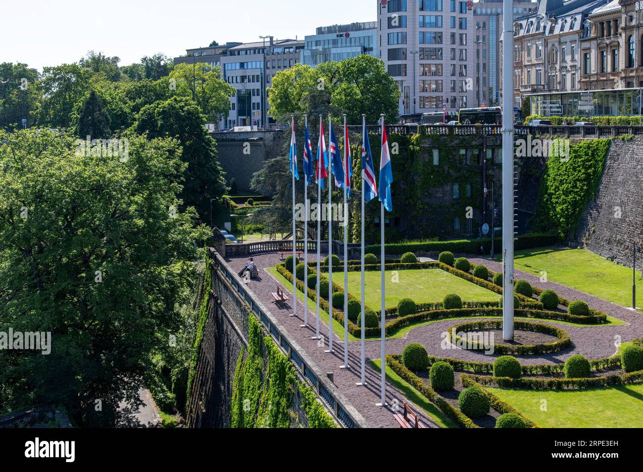 Ville-Haute Luxembourg-May 25, 2023; Viewing platform and park on the historic Pétrusse Casemates Stock Photo