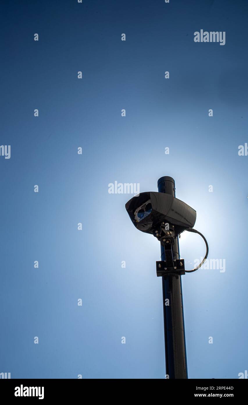 A camera used to enforce London's Ultra Low Emission Zone in Wandsworth , Greater London, UK, Stock Photo