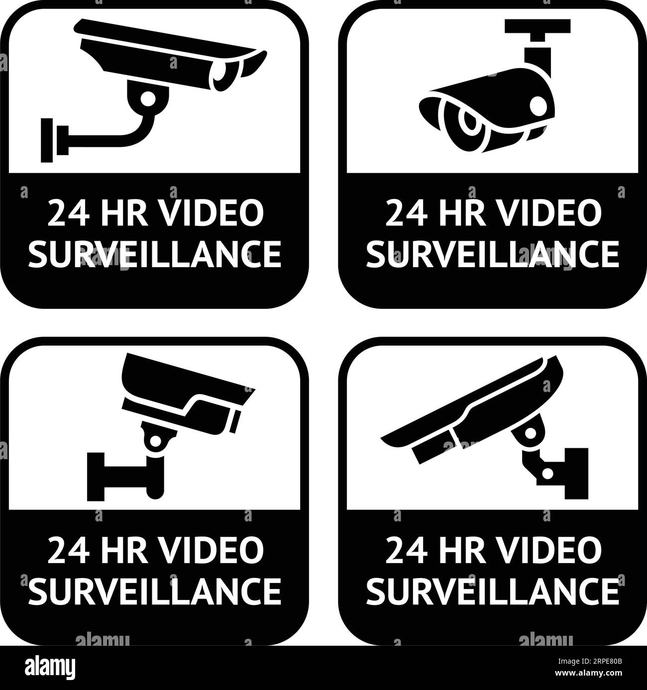 Cctv labels set symbol security camera pictograph Vector Image Stock