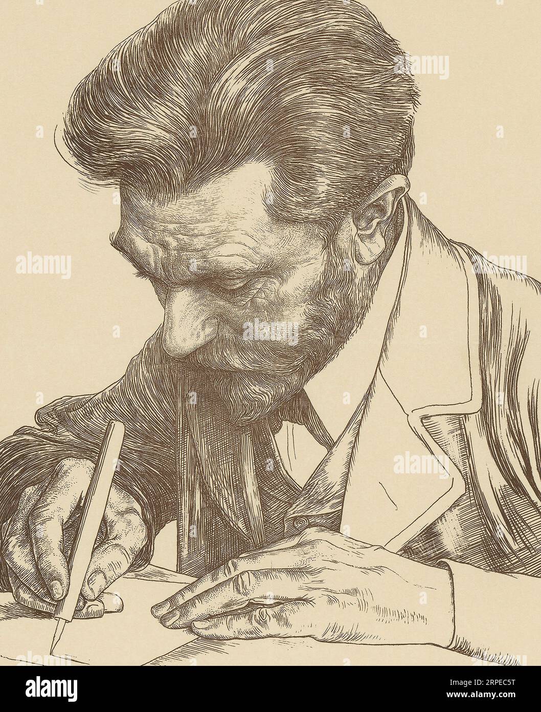 August Bebel, 1840 - 1913.  German socialist politician and political author.  After a work by Jan Veth. Stock Photo