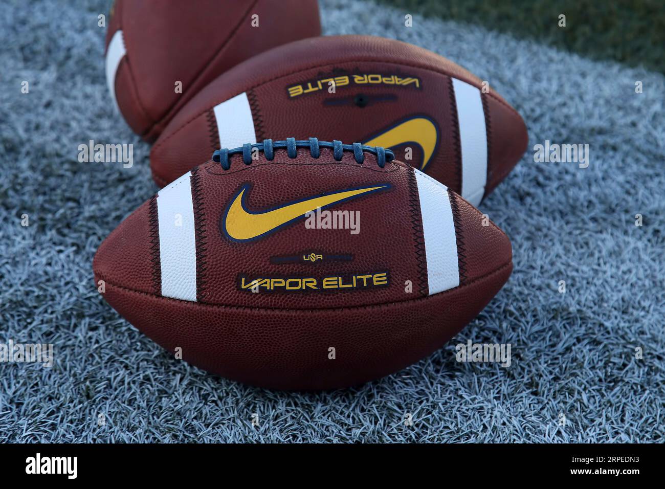 BIRMINGHAM, AL - AUGUST 31: A general view of Nike Vapor Elite footballs  during the game between the UAB Blazers and the North Carolina A&T Aggies  on August 31, 2023 at Protective