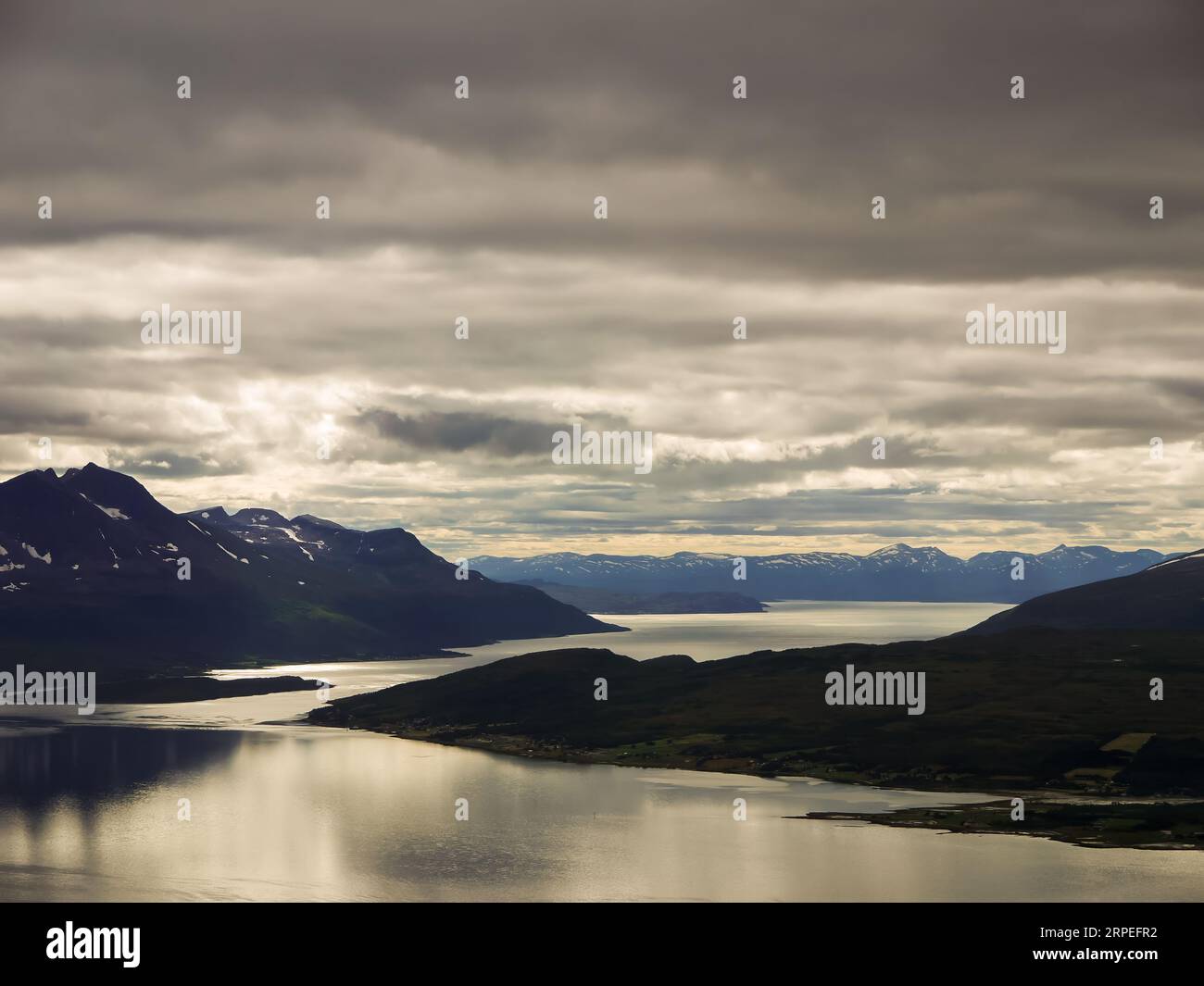 Faroe Islands coast at sunset Stock Photo