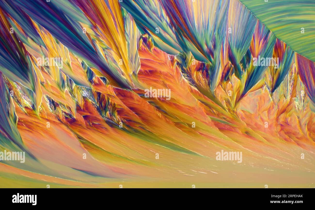 The image presents crystallized resorcinol photographed through the