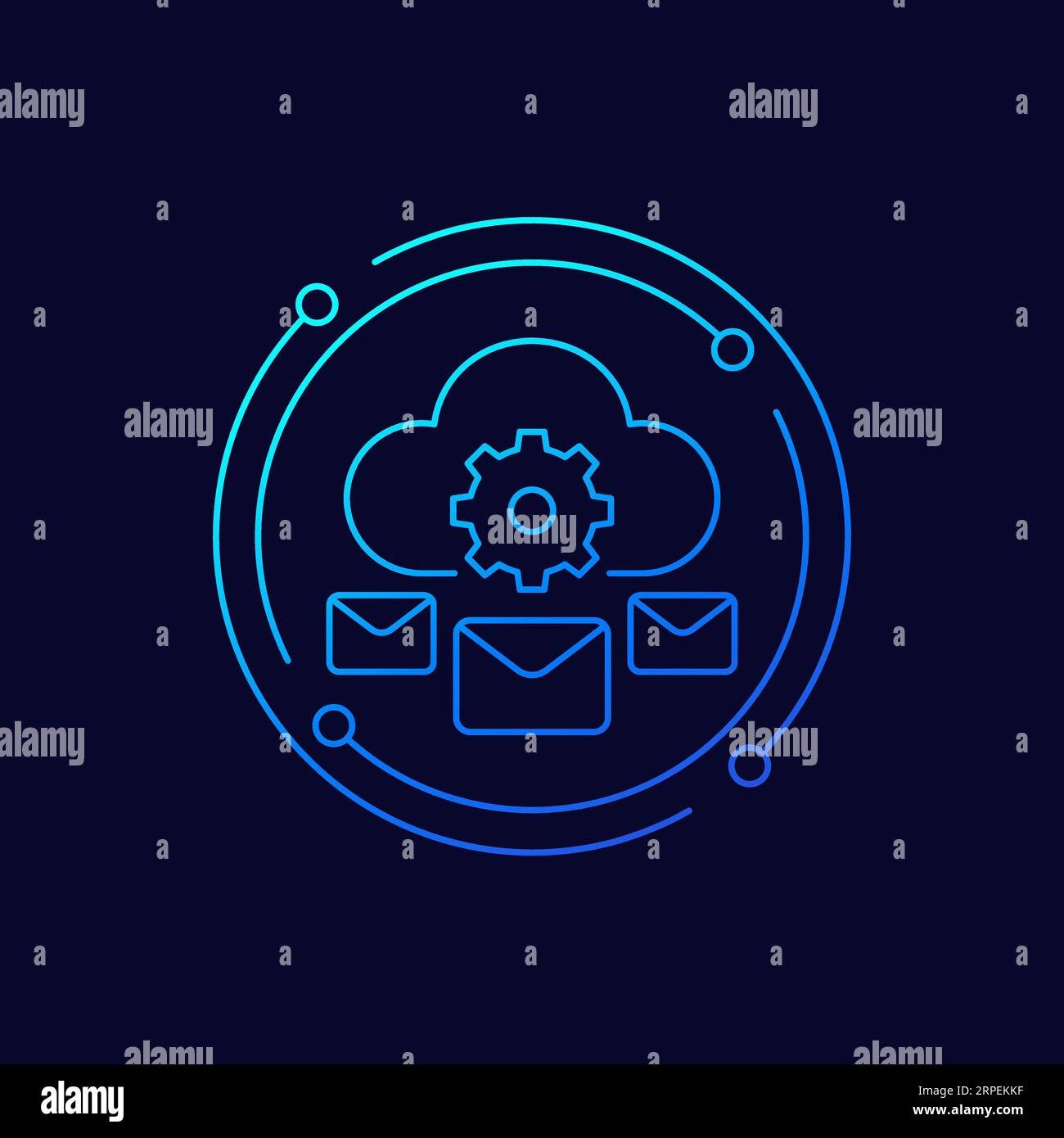 email automation and SaaS icon, linear design Stock Vector