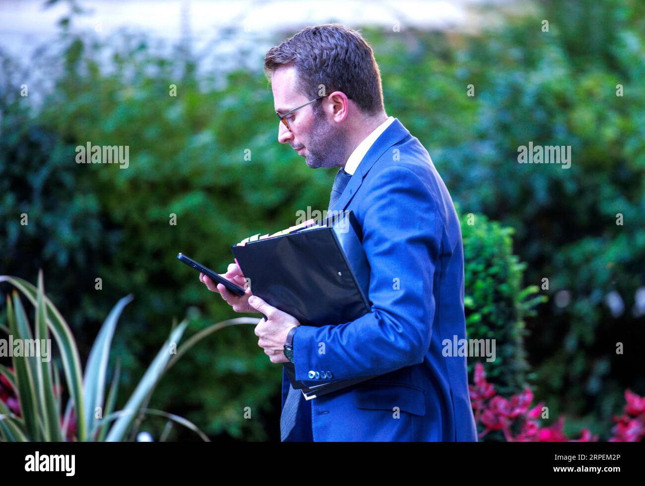 London, UK. 4th Sep, 2023. Max Blain, the Prime Ministers Official spokeperson, in Downing street. He is responsible for speasking to lobby journalists each morning and deliver statements on the days news on behalf of the Prime Minister. Credit: Mark Thomas/Alamy Live News Stock Photo