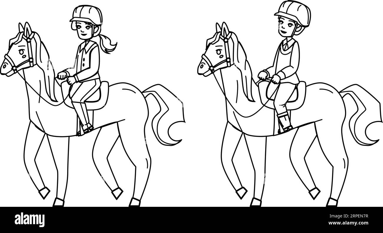 horseback riding kid vector Stock Vector Image & Art Alamy