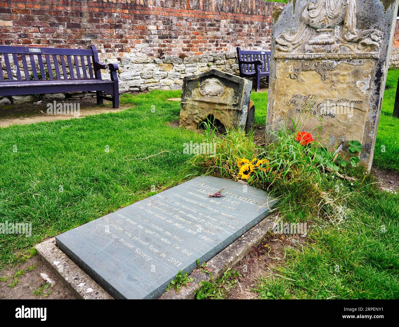 Grave of author Anne Brontë in St Marys Churchyard at Scarborough North Yorkshire England Stock Photo