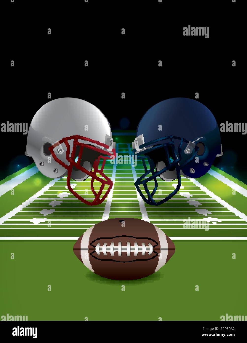 American football helmets and ball clashing Vector Image Stock Vector ...