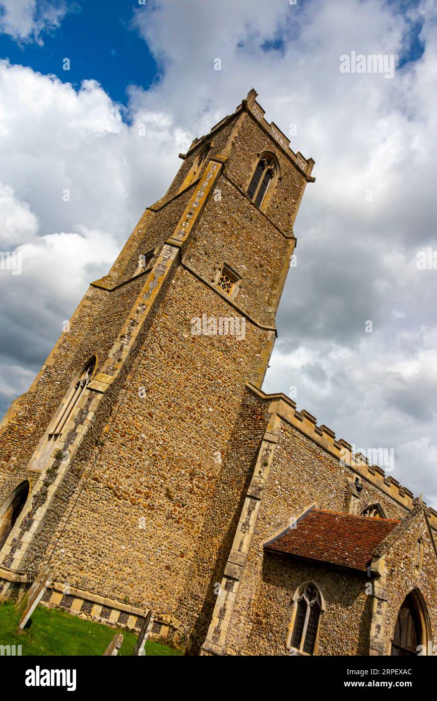 Tower of the Church of St Helen in Ranworth Norfolk Broads England UK a 14th century church known as the Cathedral of The Broads. Stock Photo