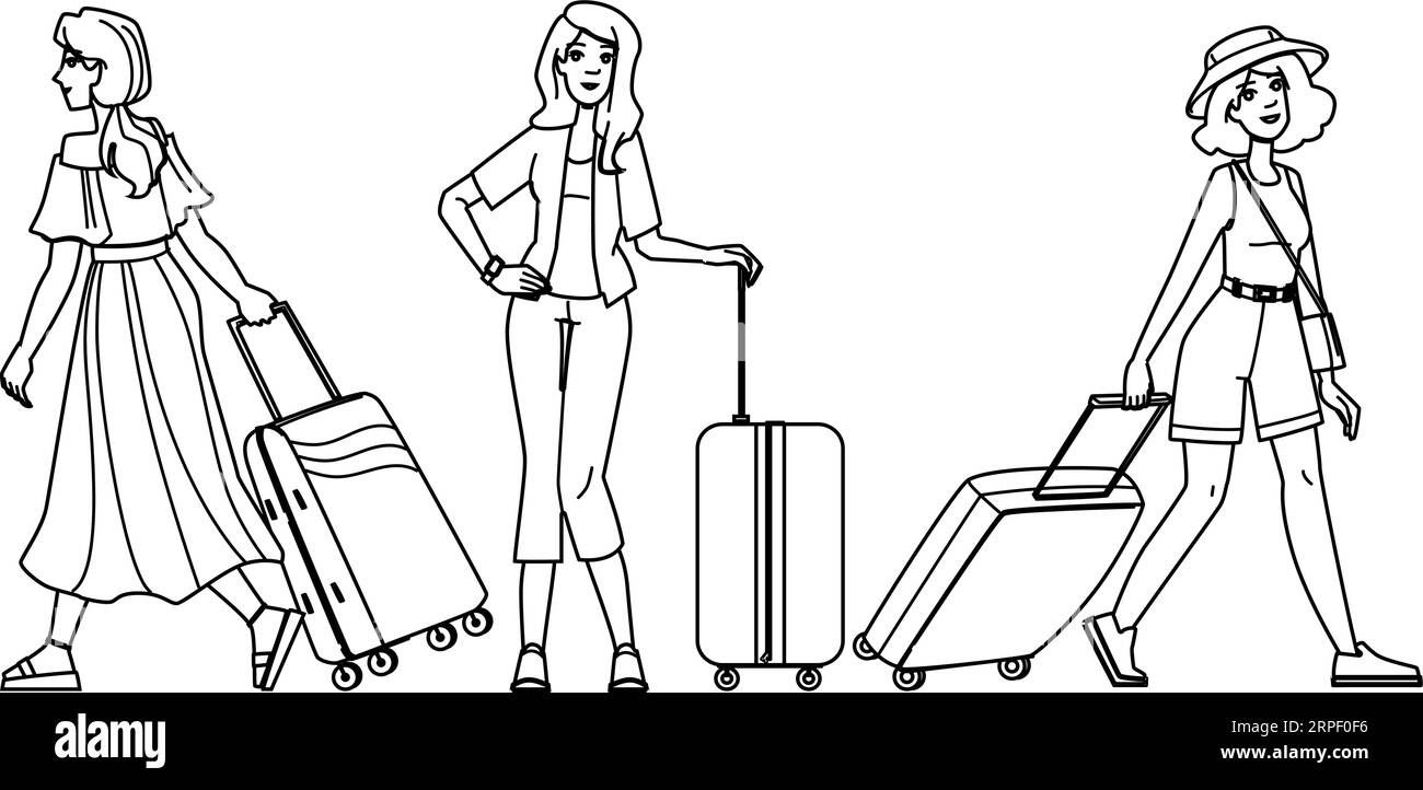 suitcase baggage woman vector Stock Vector Image & Art - Alamy