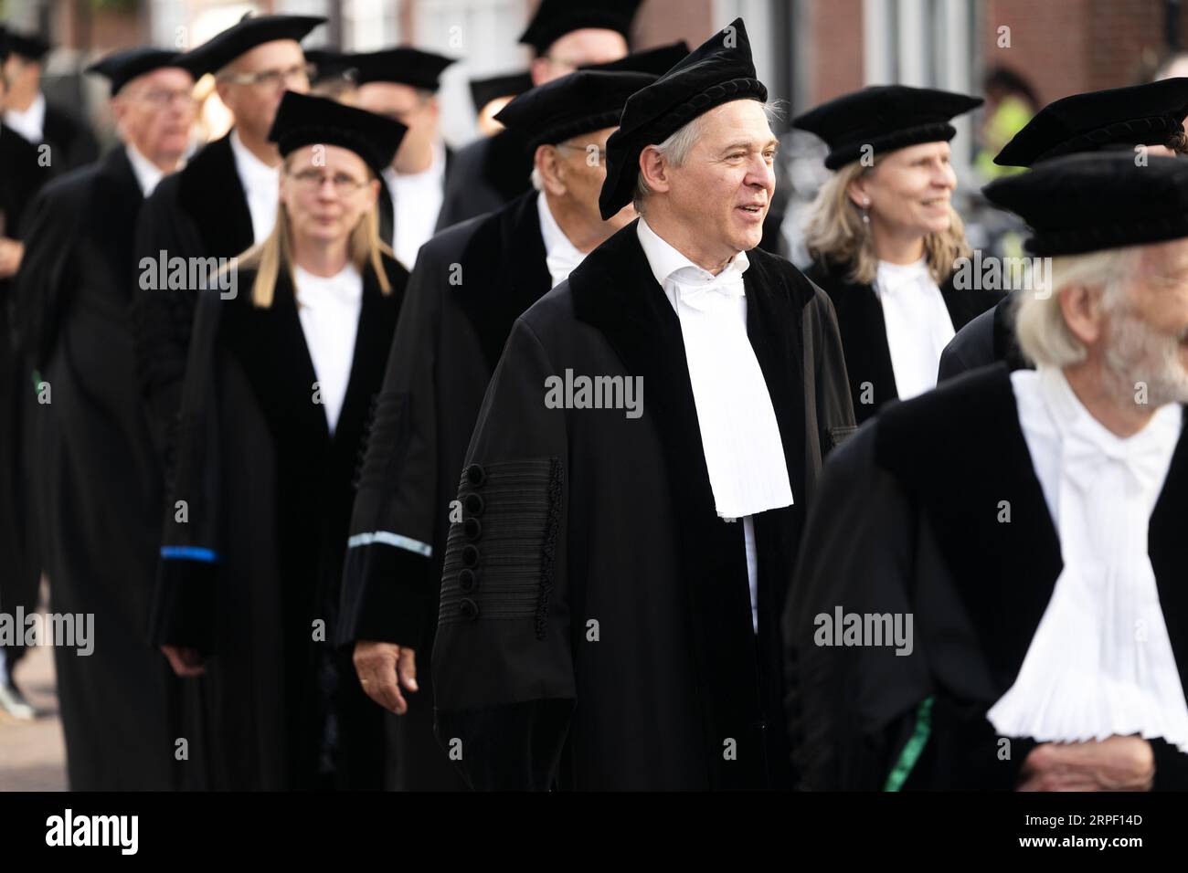 UTRECHT - Professors walk in gowns through the city center of Utrecht  during the opening of the Academic Year. Utrecht University (UU) opens the  new academic year in the Dom Church, followed