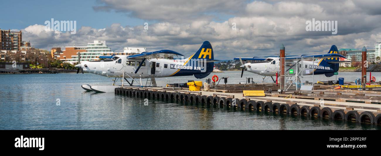 The Harbour Air seaplane base in Victoria, Vancouver Island, British Columbia, Canada. Stock Photo