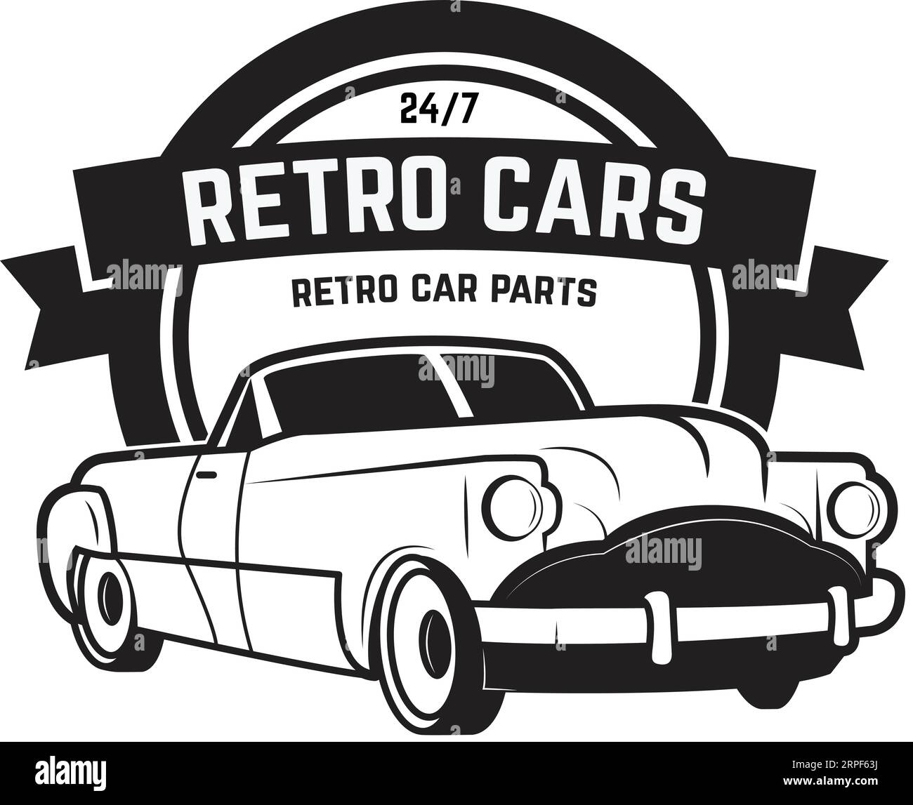 Vintage cars sale retro car icon repair Royalty Free Vector Stock