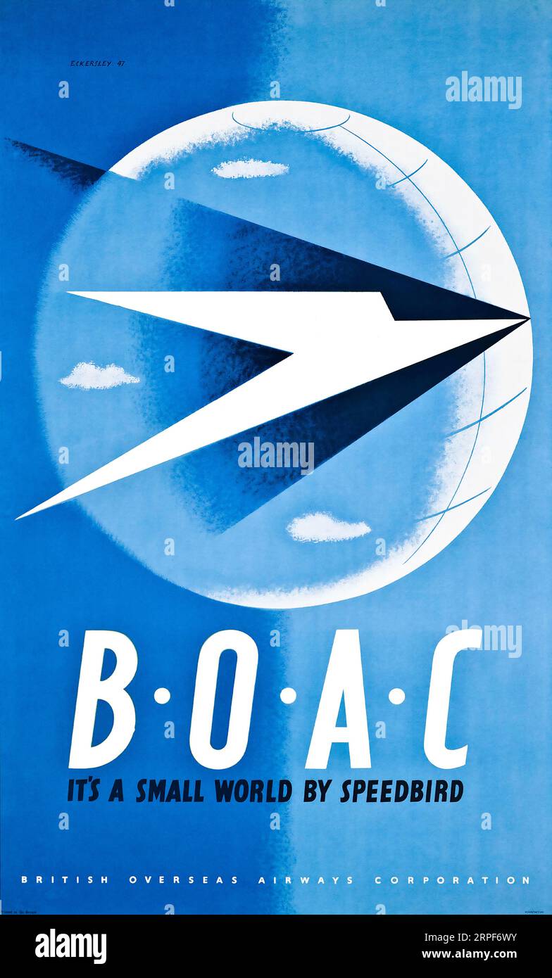 1947 BOAC (British Overseas Aircraft Corporation) poster by Eckersley Stock Photo
