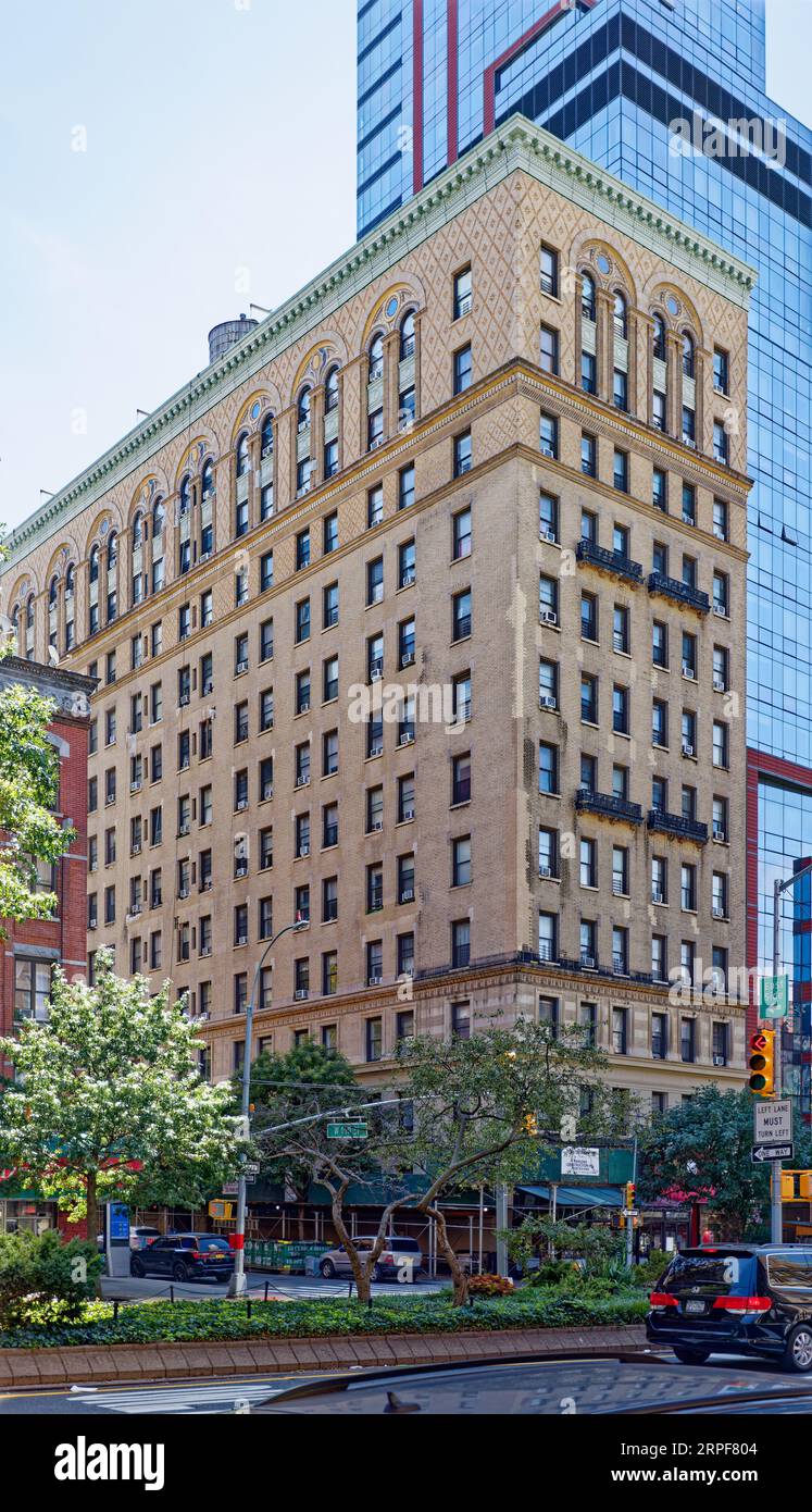 Upper West Side The Allenhurst, a midrise apartment building topped in polychrome diaper